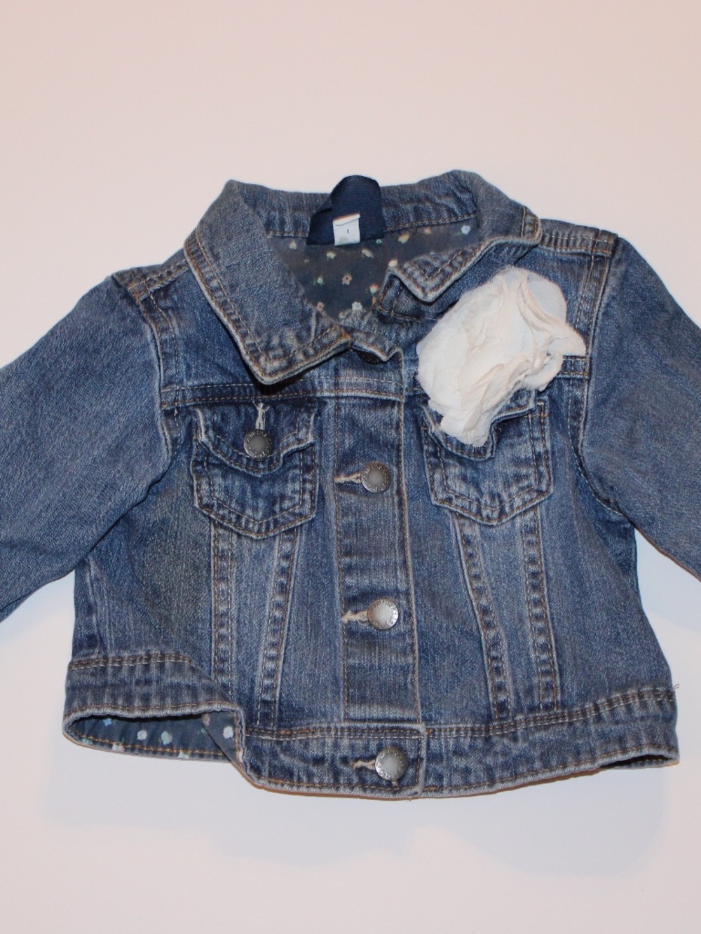 Genuine Kids OshKosh Denim Jean Jacket Girls 2T Floral Trim